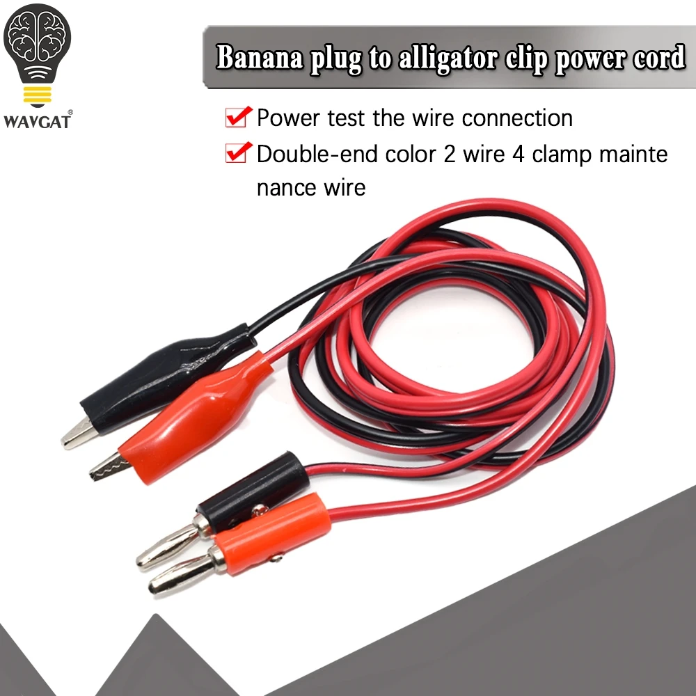 Black NEW Alligator Test Lead Clip To 4mm Banana Plug Probe Cable 1M Red