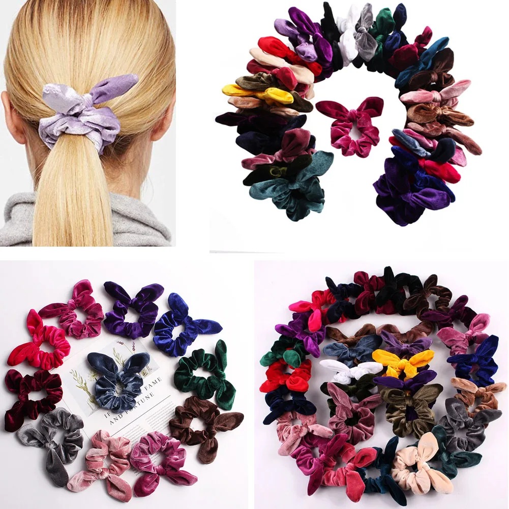 

Fashion Women Velvet Scrunchie Elastic Hair Ties Headwear Rope Adult Hair Rope Hair Accessories Simple Hair Ties Rabbit Ear