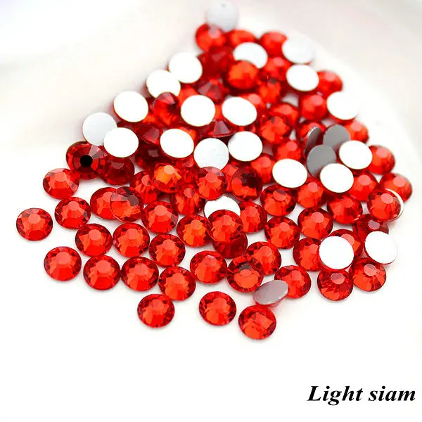 Light siam SS3-SS12 разноцветные блестящие стразы без горячей фиксации 1440 шт клей с плоской задней стороной для украшения ногтей Ткань Стразы для одежды - Цвет: Light siam