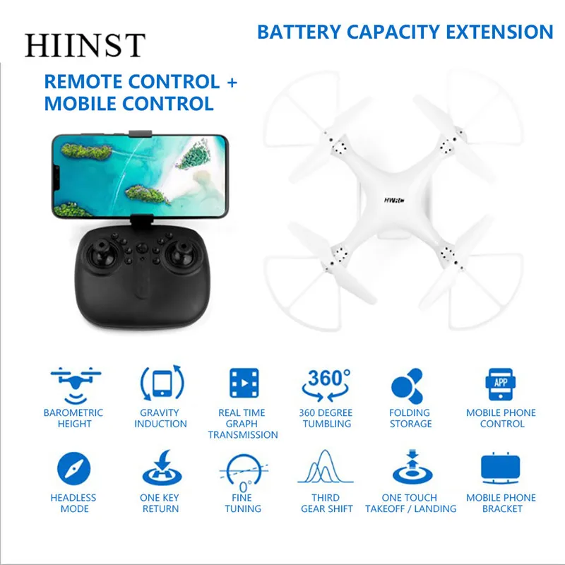 Hiinst 2,4G Радиоуправляемый Дрон HD камера Дрон wifi FPV длительный срок службы белый Радиоуправляемый квадрокоптер с USB дистанционным управлением Вертолет Безголовый режим