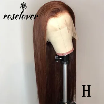

13x6 Lace Front Human Hair Wigs 180% Remy Brazilian Pre Plucked with Baby Hair Wigs for Women Straight Brown Color 8-24 Inches