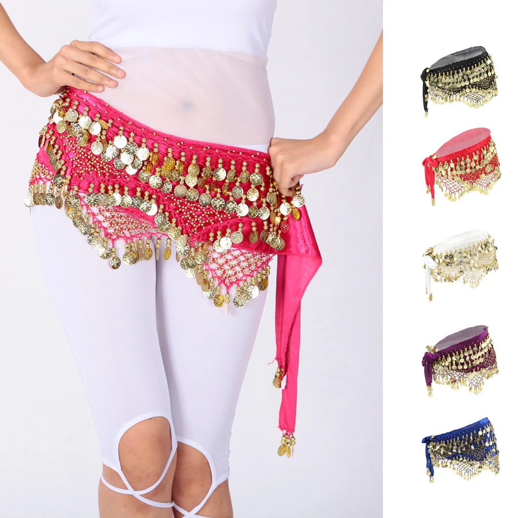 Women's Tassel Belly Dance Hip Scarf Hip Skirt Waist Chain With Gold Coins