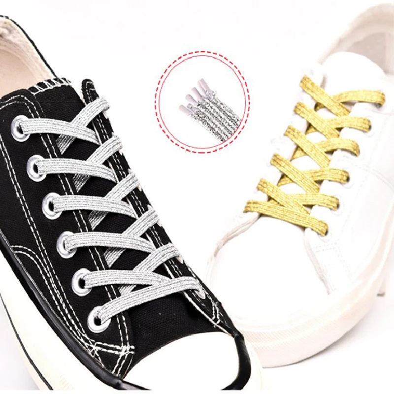 Creative Casual Elastic Magnetic Shoelaces Buckle Lazy Shoelaces Gold Silver Colorful Stretch Locking Lazy Shoelaces Strings