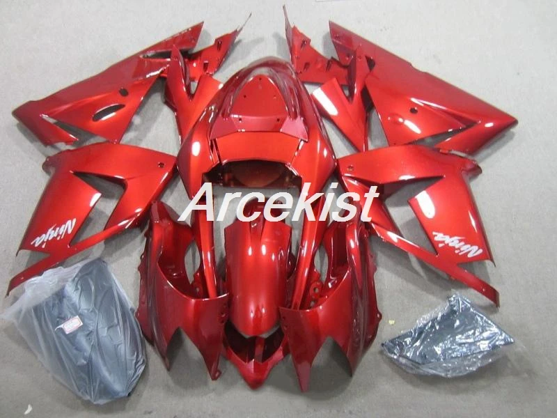 Бесплатный пользовательский ABS обтекатель комплект подходит для kawasaki Ninja ZX10R 2004-2005 04 05 10R glossy Комплект кузова глянцевый красный