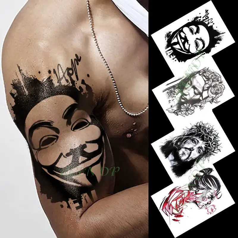 Waterproof Temporary Tattoo Sticker V For Vendetta Suicide Squad