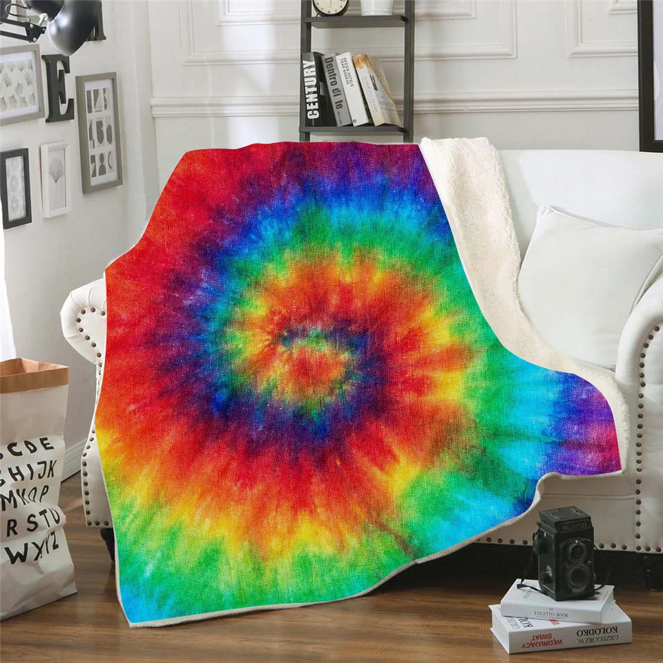 Красочное Psychedelic tie dye одеяло 3D Полное печатное носимое для взрослых/детей
