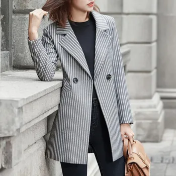 

Blazer Women Blazers and Jackets Femme Long Coat Stylish Stripe Designer Casual Elegant Office Ladies Formal Work Wear Plus Size