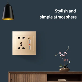 USB Socket Outlet 2.1A 5V Power Outlet Dual Usb Home Plug Charger ซ็อกเก็ตสีขาวสีดำทอง 1