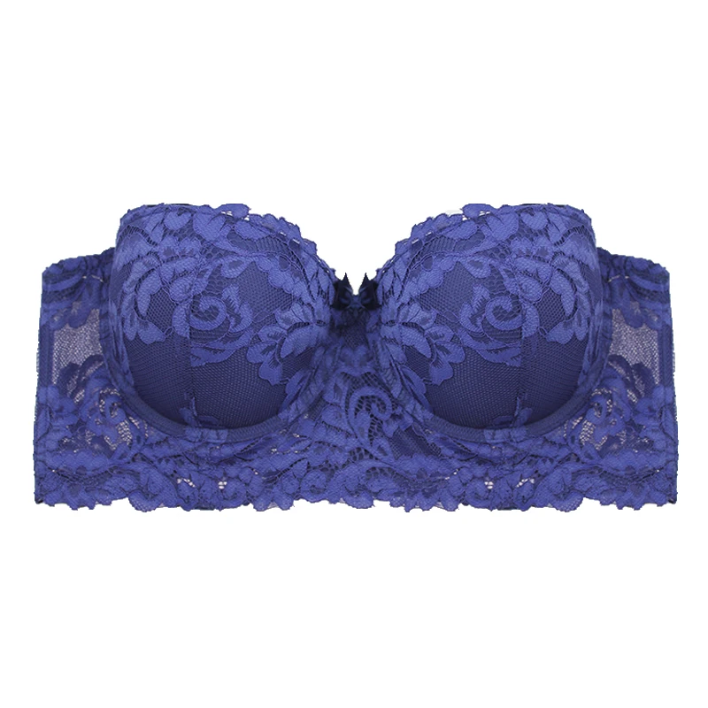 Women's Bra 1/2 Cup Underwire Underwear For Female Lace Padded Bras Push Up Brassiere Detachable Shoulder Strap 32-34-36-38 B-C