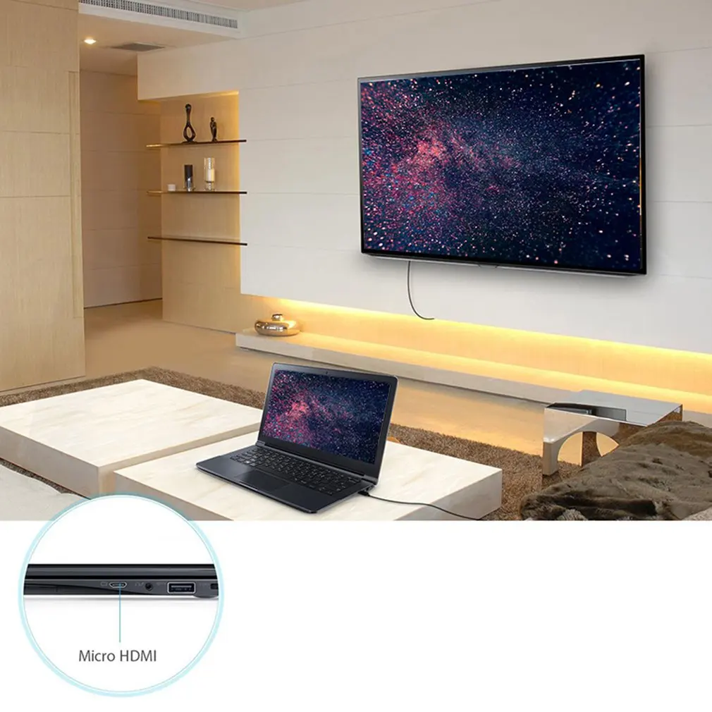 2 м 1080P микро HDMI к HDMI Кабель-адаптер Шнур для телефона планшета камеры ТВ