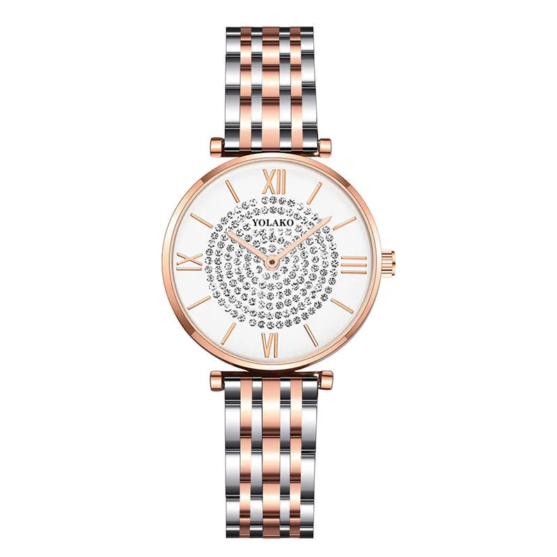 Gypsophila, женские часы с бриллиантовым дизайном, модные, серебряные, круглый циферблат, браслет из нержавеющей стали, кварцевые наручные часы, подарки, часы женски