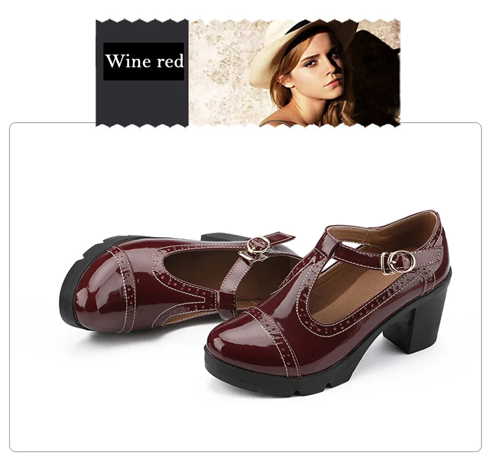 EOFK/женские туфли-лодочки на высоком каблуке; женская обувь из натуральной кожи на квадратном каблуке в сдержанном стиле; Офисная Женская обувь с Т-образным ремешком; Цвет Черный; женская обувь Mary Jane