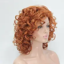 Милый Косплей Оранжевый коричневый кудрявый короткий женский полный парик