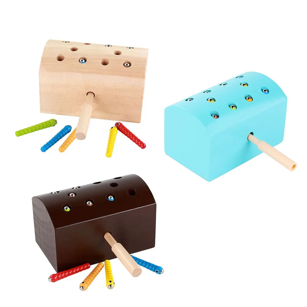 Игра Лови червей Магнитные деревянные игрушки для детей ранняя развивающая