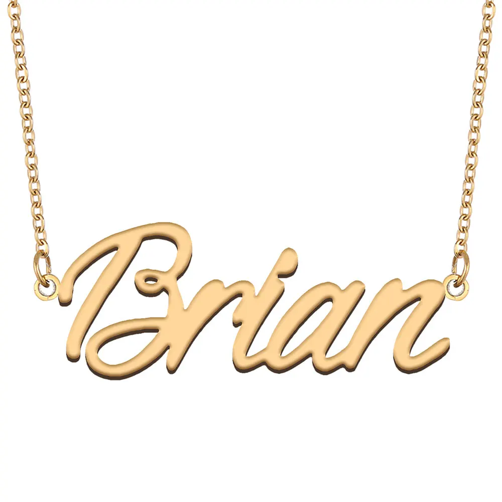 

Brian Nameplate Necklace for Women Personalized Stainless Steel Jewelry Gold Plated Name Pendant Femme Mothers Girlfriend Gift