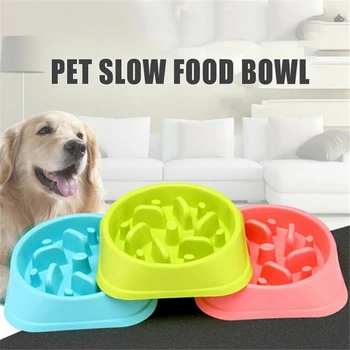 

Pet Dog Cat Slow Food Healthy Gulp Anti-choke Bowl Skid-proof Feeders Pet Bowl SP99
