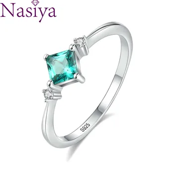 

Green Emerald Zircon Gemstone Ring 100% S925 Sterling Silver Ring Female Premium Zircon Micro-inlay Ring Fine Jewelry