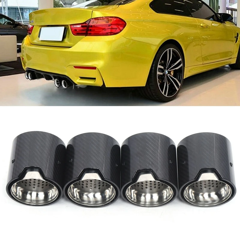 70mm Inlet 4 Pcs Glossy Matte Carbon Fiber Car Exhaust Systems Muffler