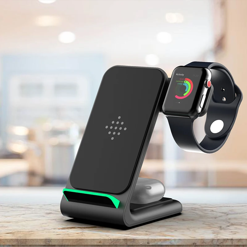 15W QI 3 In 1 Wireless Charger Dock Station For Iphone 12/Iphone 11 Foldable Charger Stand For Apple Watch 6/5/4 Airpods Pro