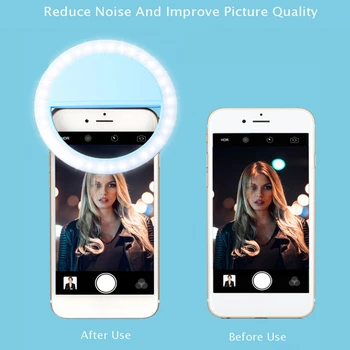 

Adustable Mini Clip-on Mobile Phone Selfie Ring Selfie Portable LED Light Lamp Fill-in Light For IPhone Plus Android Wireless