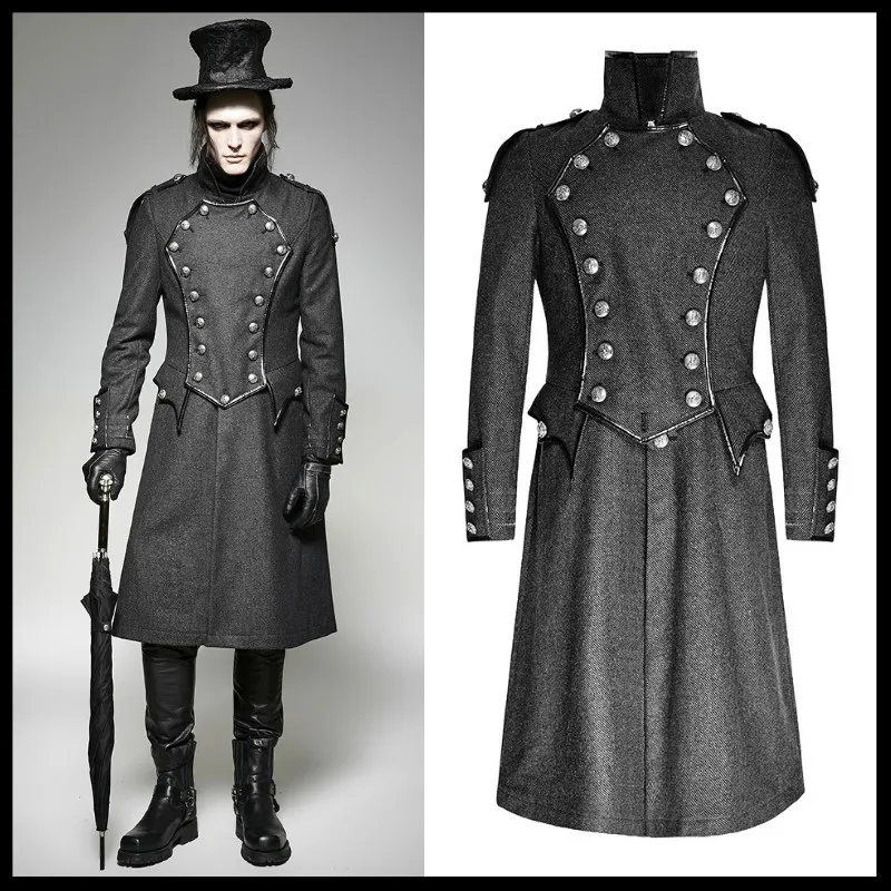 

Punk Rave Mens Jackets and Coats Gothic Steampunk Coat Jacket Military Frock-coat Windbreaker Stage Performance Cosplay Costume