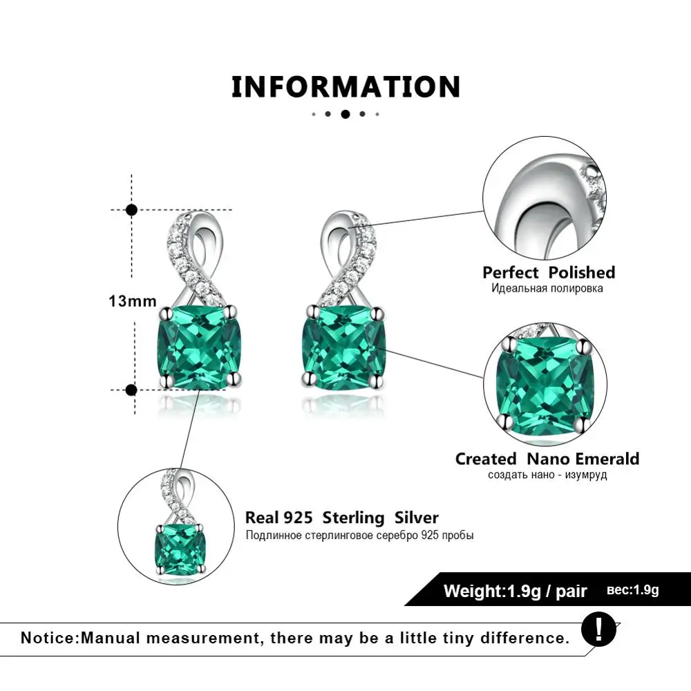 ORSA JEWELS S925 Модные 8-образные и прямоугольные серьги гвоздики зеленый большой изумруд женские стильные серьги простые ювелирные изделия VSE15