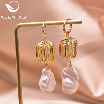 

XlentAg Luxury Natural Baroque Pearls Pendant Drop Earrings Women Angel Wedding Gifts Women Earings Anime Fashion Jewelry GE0944
