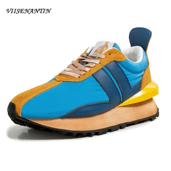 

Casual Shoes Autumn New Style Thick-soled Retro Color Matching Lace-up Platform Sneakers Women's Shoes Trendy Sports Shoes