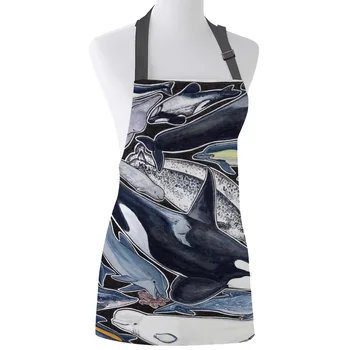 

Dolphin Orca Beluga Narwhal &Cie Print Apron Print Unisex Kitchen Bib with Adjustable Neck for Cooking Gardening