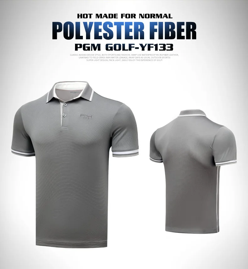 PGM Для мужчин футболка короткий рукав Футболка летние Для мужчин дышащие Поло спортивная рубашка с короткими рукавами быстрое высыхание с отложным воротником Одежда для гольфа