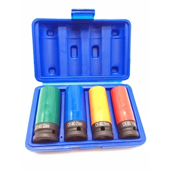 

1/2-Inch Drive Impact Deep Socket Set with Color Plastic Protective Sleeves,CR-MO Material Metric 4-Piece
