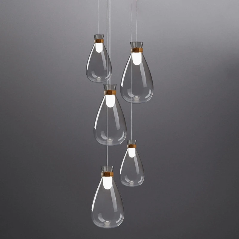 

Post Modern Gray Glass Droplet Pendant Lights Nordic Simple Creative Luxury Hanging Light Fixtures Restaurant Light Bedroom Lamp