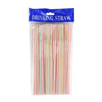

100 Pcs Flexible Plastic Solid White Party Tea & Coffee Shop Disposable Drinking Straws Wedding Decorations
