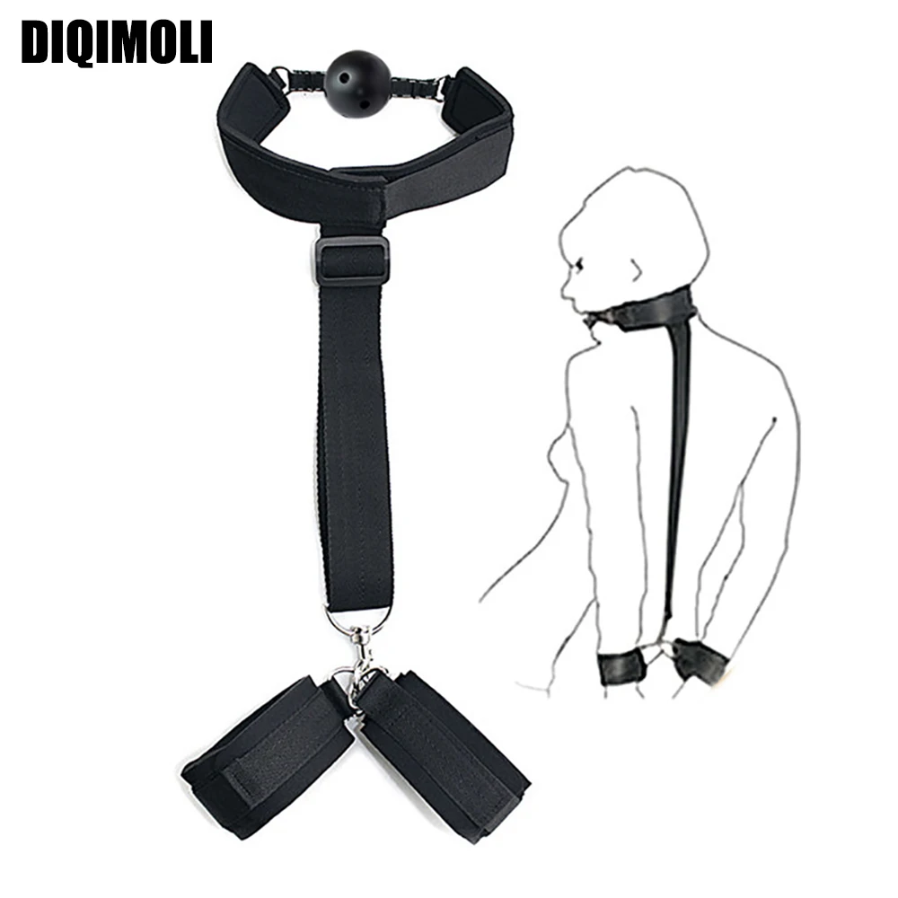 Set bondage bdsm con bavaglio e manette per giochi erotici_voghion.com