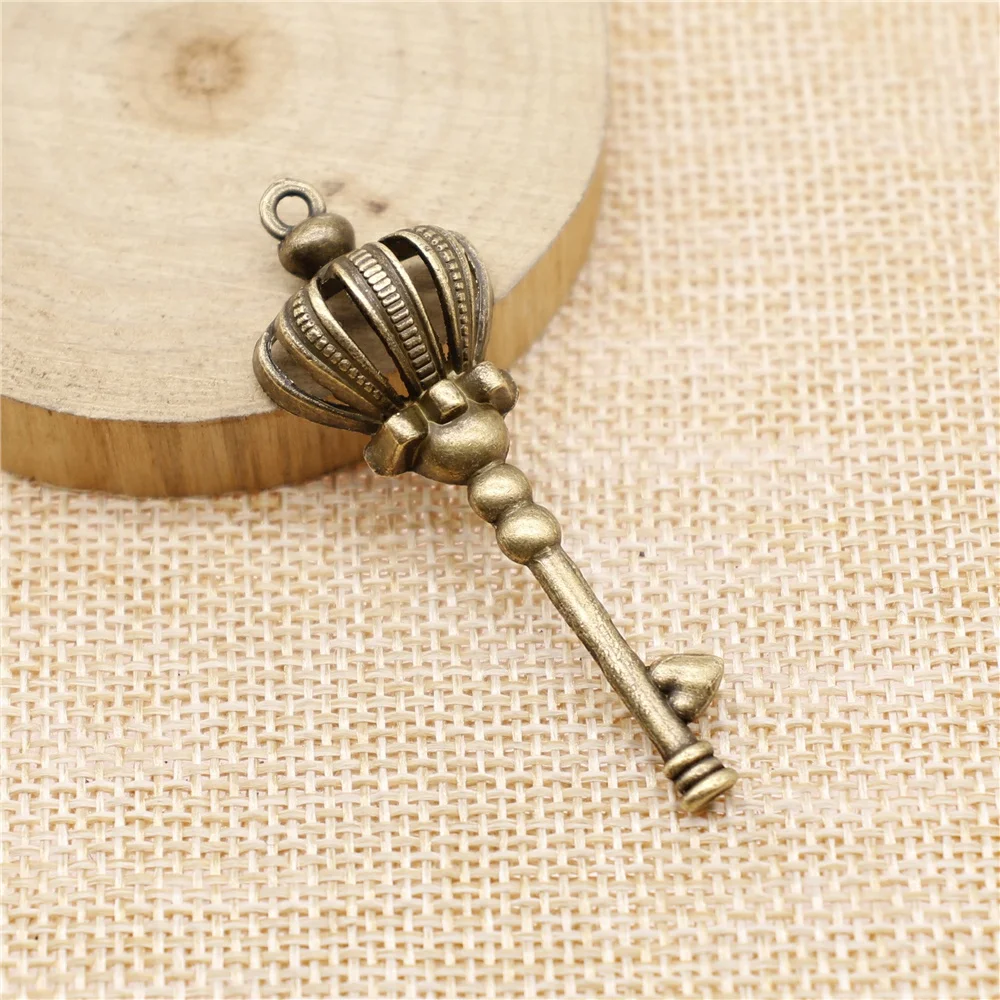 

40pcs 56mm Crown Key Charm For Jewelry Making DIY Jewelry Findings Antique Silver Color Antique Bronze Color