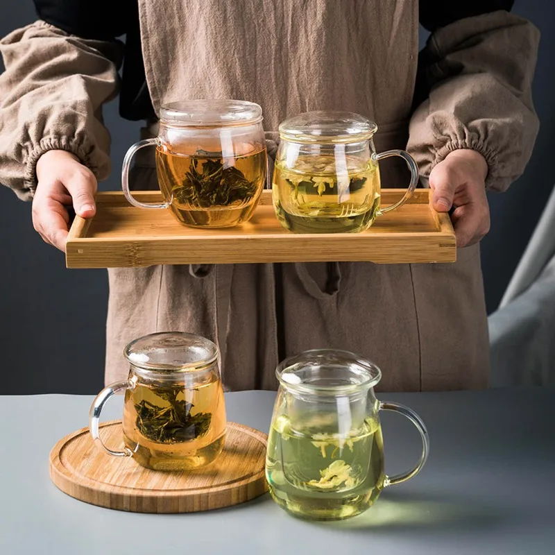 Ручная выдувная термостойкая стеклянная чайная чашка с крышкой и заваркой 500 мл чашка из боросиликатного стекла инновационная бутылка для чая с фильтром