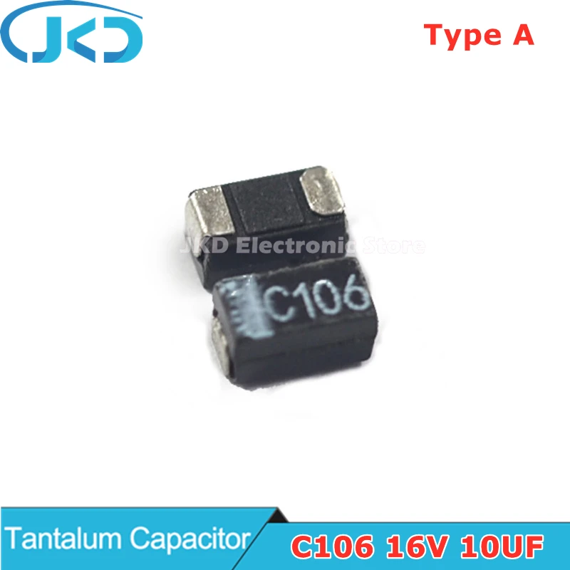 Конденсатор Танталовый SMD 16 В 10 мкФ тип А 3216 A3216 10UF16V 16V10UF 106 оригинал шт. |