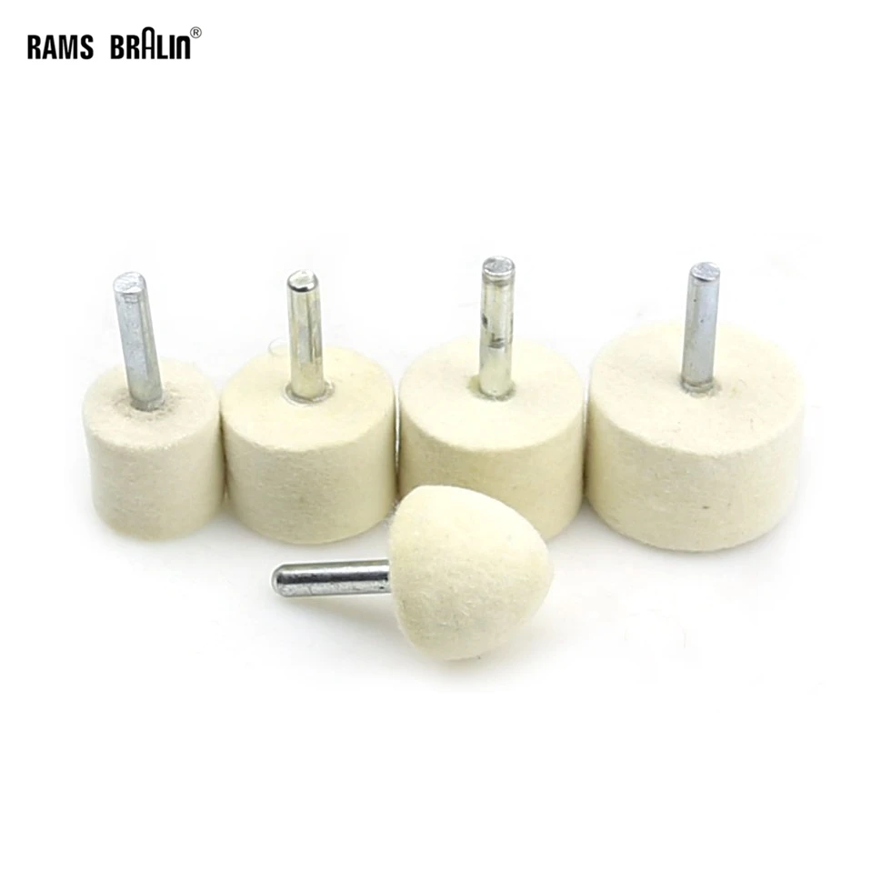 

10 pieces 6mm Shaft Mounted Wool Felt Grinding Head Buffing Wheel