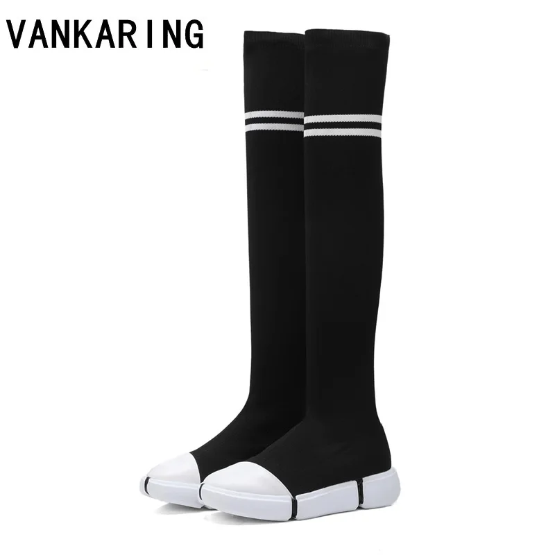 

women autumn boots 2020 spring autumn flat heel round toe shoes woman black boots casual over the knee high boots shoes woman