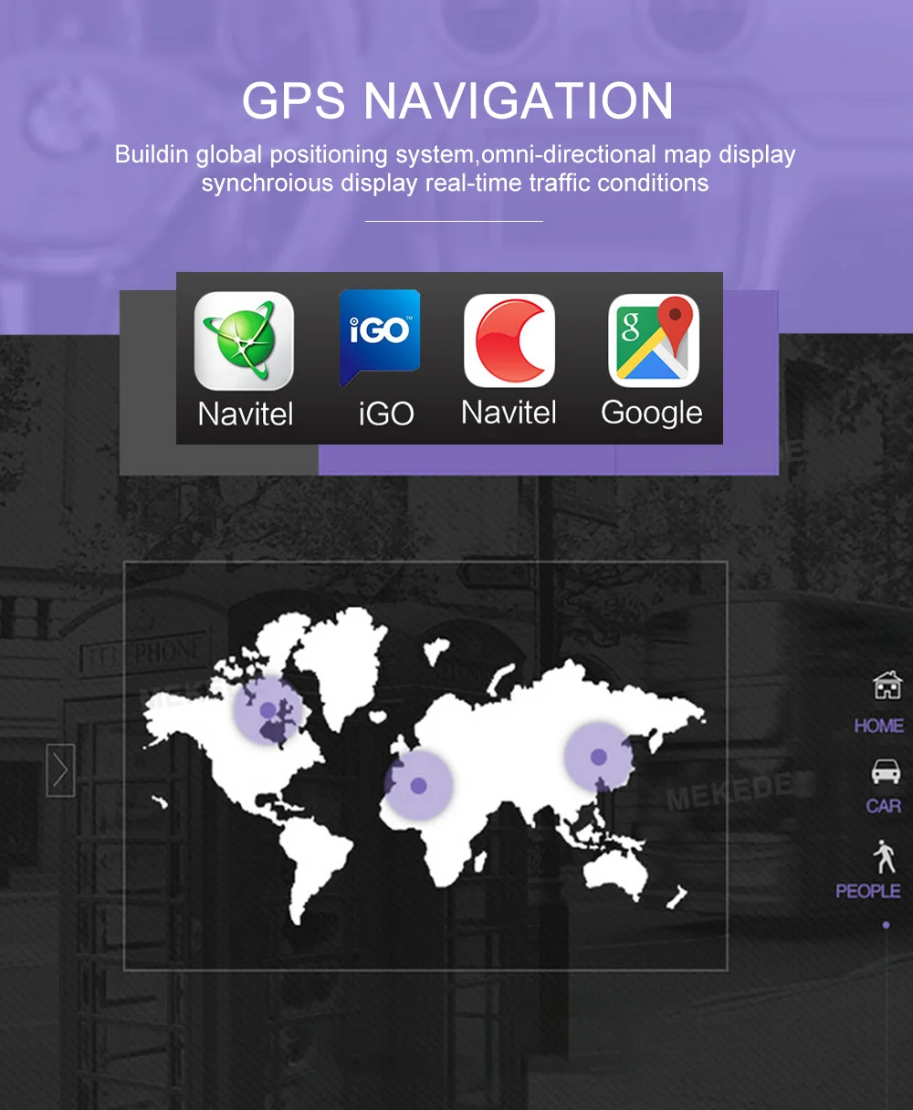 Cheap MEKEDE  Single 1 DIN 8" Android 9.0 Universal Car Radio Stereo Quad Core Head Unit GPS Navigation Support Steering Wheel 32