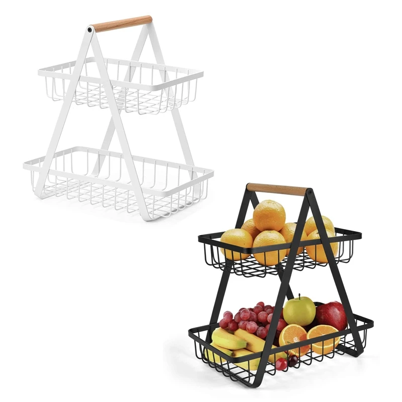 2-уровневая металлическая корзина для фруктов портативная кухонная столешница