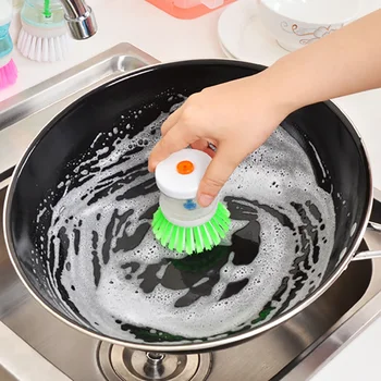 

1Pc Automatic Liquid Cleaning Brush Washing Soap Dispenser Dish Cleaning Brushes Kitchen Accessories Gadgets Cleaning Tool