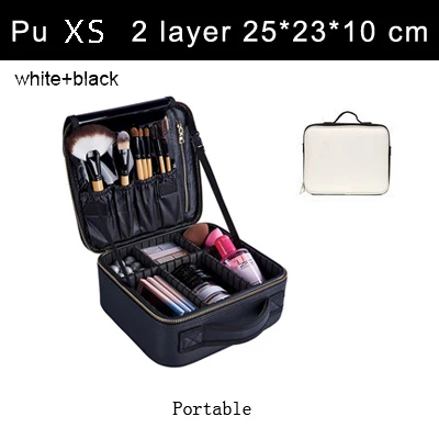 Кожаная Косметичка с клапбордом, профессиональная коробка для макияжа, Большая вместительная сумочка для хранения, дорожная сумка с вкладышами, косметический чемодан для макияжа - Цвет: XS PU White