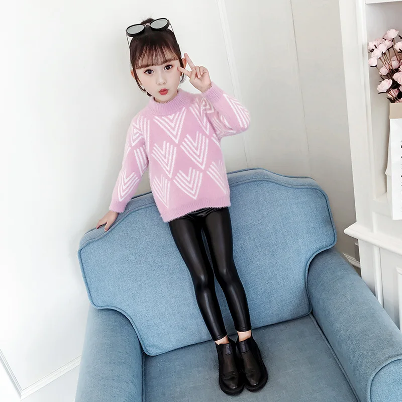 

Childrenswear Mink Cashmere GIRL'S Sweater Western Style 2019 New Style Children Brushed And Thick Sweater GIRL'S Winter Fashion