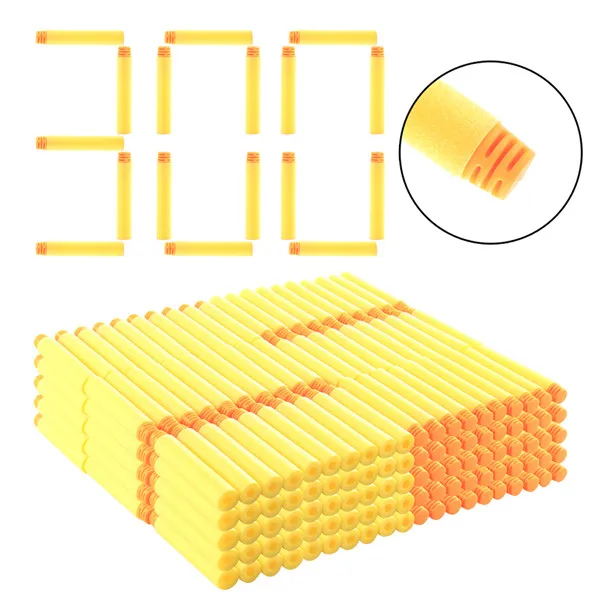 300 шт. 7,2*1,3 см Запасной комплект для Дартс мягкие пули для nerf Elite комплект бластеров детское игрушечное ружье голубая мягкая пуля мыльные пистолеты аксессуары - Цвет: Yellow