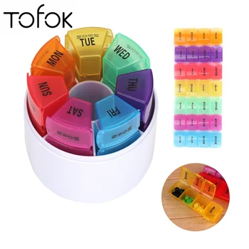 

Tofok Weekly 7 Days Tablet Pill Box Holder Travel Medicine Dispenser Portable 28 Grids Colorful Storage Organizer Container Case