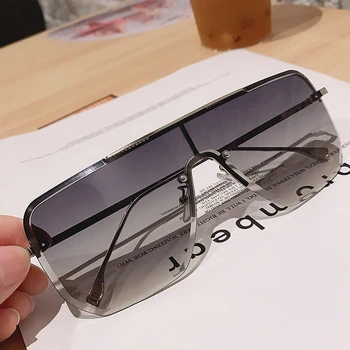 

Oversized One Piece Rimless Sunglasses For Men Vintage Alloy Gradient Uv400 Driving Sun Glasses Women Chic Shield Eyewear Black