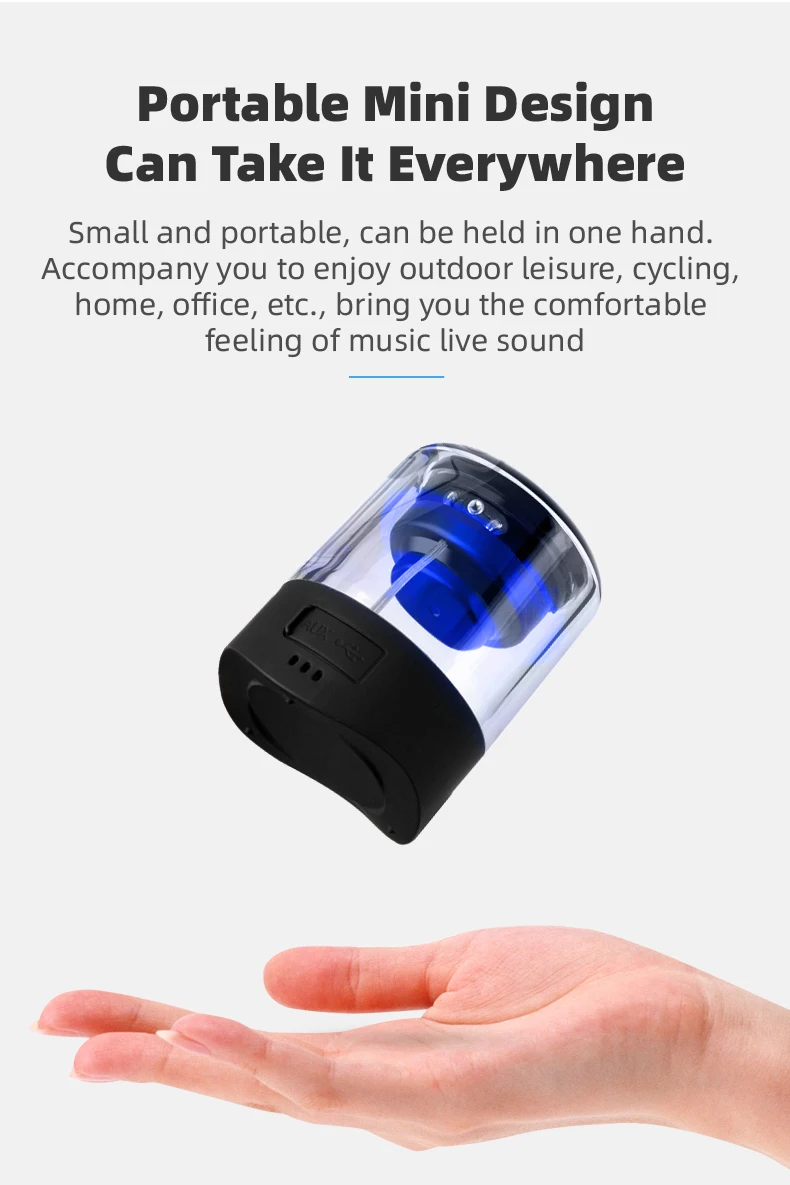 Fineblue MK22 TWS Mini Wireless Bluetooth Speaker 4 Colors LED Breathing Light Mega Bass Stereo Interconnection Speaker
