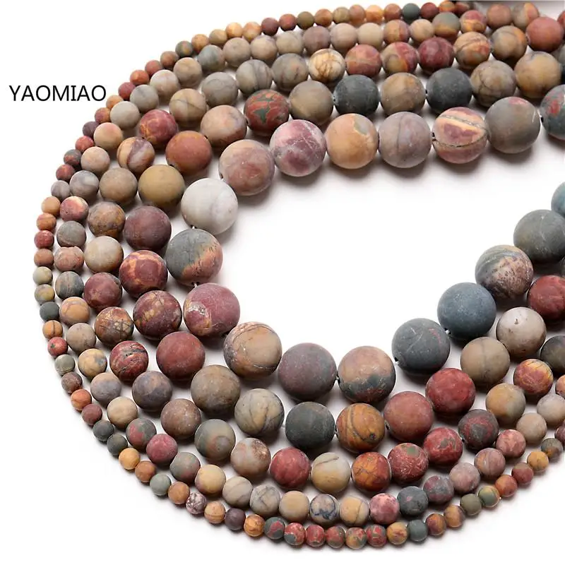 4mm 6mm 8mm 10mm 12mm Natural Gemstone Picasso Jasper Stone Spacer Loose Beads 