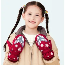 Новинка, детские лыжные перчатки, зимние От 6 до 12 лет, уличные, водонепроницаемые, с поясом, двухслойные, бархатные, толстые, теплые, перчатки для верховой езды